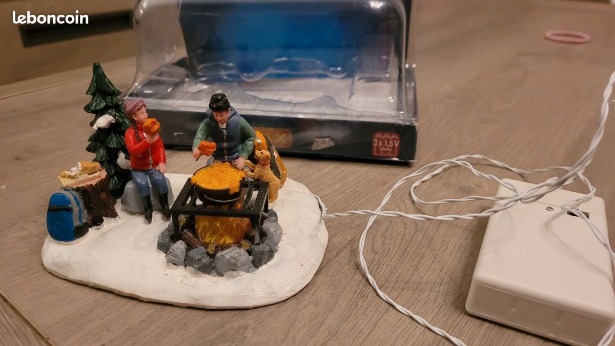 Lemax Village Campfire Fondue - Battery-Operated Table Accent With Lights (Vail Village Collection, 2013)