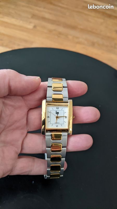 Montre Homme LIP Plaqué Or - Mécanique Manuelle, Bracelet Cuir, Fonctionne - Occasion