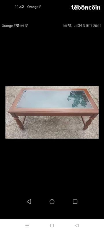 Table basse bois avec tiroir vitré neuve (image 1)