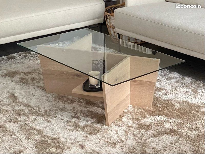 Table basse verre et bois (image 2)