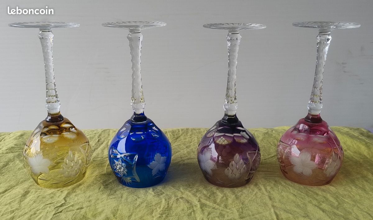 4 verres à vin colorés en cristal de Lorraine ⚜️ (image 1)