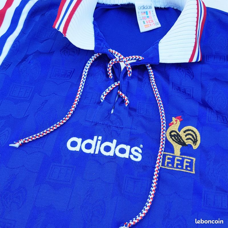 Maillot équipe De France Euro 1996 - Adidas, Taille L, Vintage Original