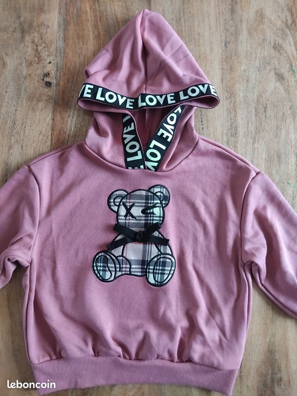 Pull à Capuche Fille SheIn – Gris – Coton – Taille 10 Ans – Très Bon état