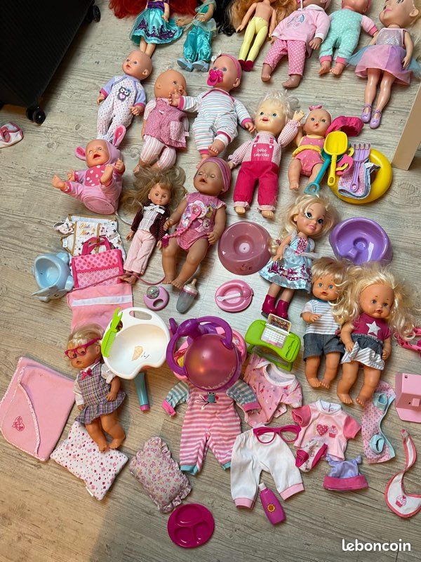 Grand Lot De Jouets Pour Fillettes : 5 Mini-poupées + Accessoires - Occasion Bon état
