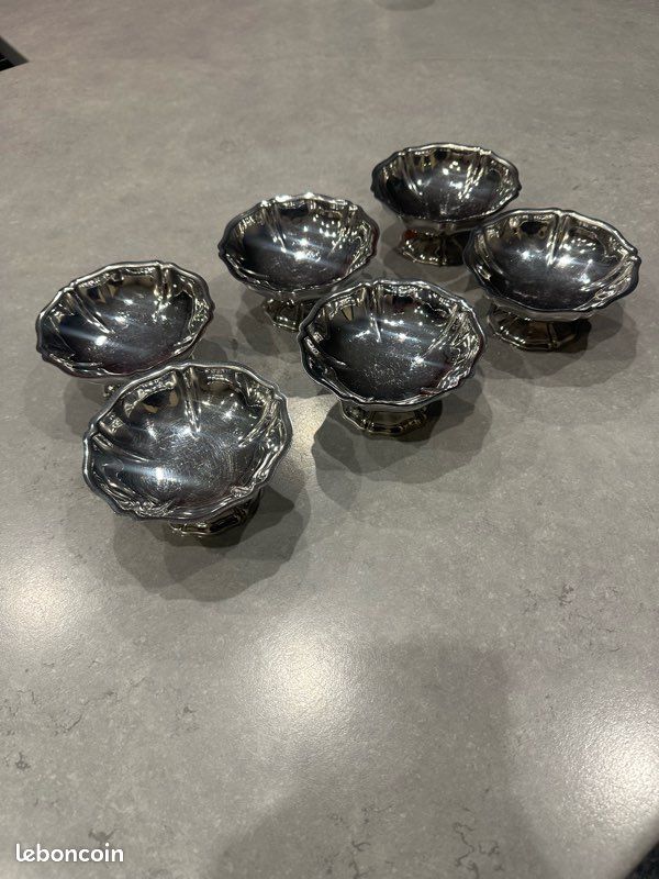 Lot De 6 Coupelles Inox Style Pétale Guy Degrenne - Vaisselle Métal France 1980