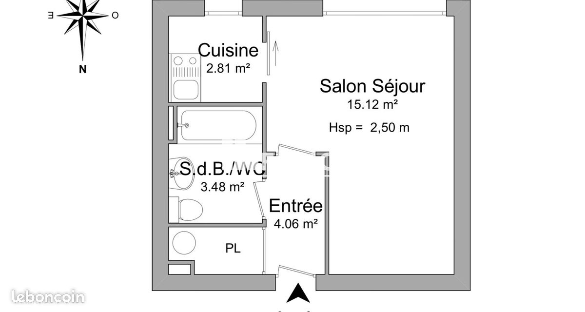 Appartement 1 pièce 26 m² · à Grenoble · 26 m² · 439 €/mois