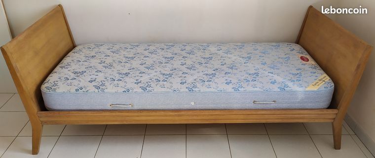 Lit bois chêne massif style rétro VINTAGE Choix Dimensions 140x190 cm