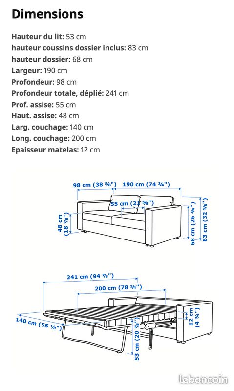 Canapé convertible 2 places VIMLE - IKEA (image 4)