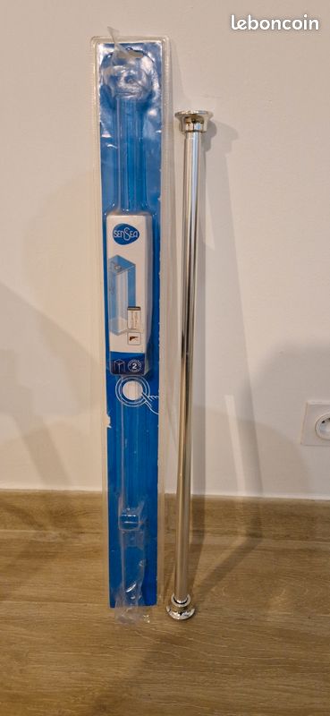 Barre de douche droite extensible Sensea 75–135 cm – alu – sans perçage (neuve) (image 1)