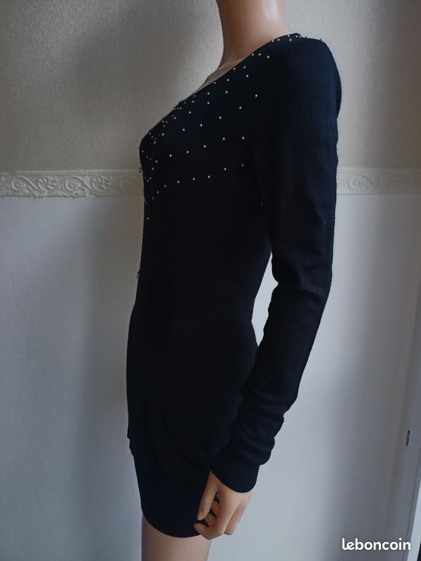 Robe pull avec perles noir T34/36 (image 3)