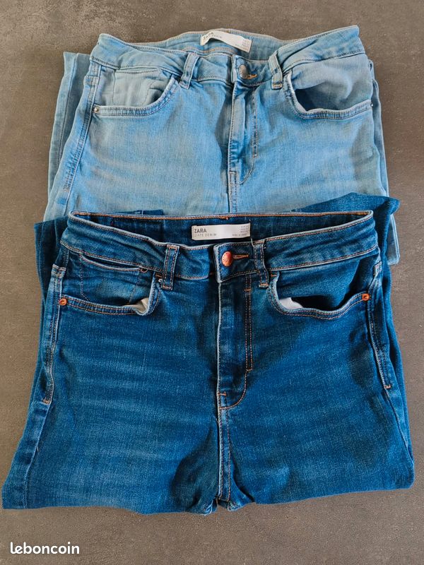 Jean ZARA Femme Taille 38 - Bleu Foncé, Coupe Droite - En Coton/polyester - Très Bon état