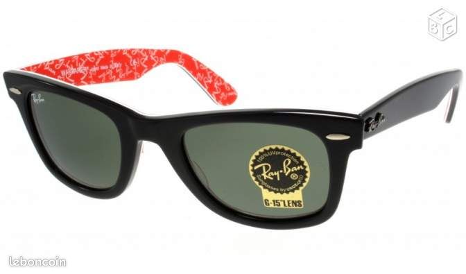 Ray-ban Wayfarer coloris noir imprimé rouge (image 2)