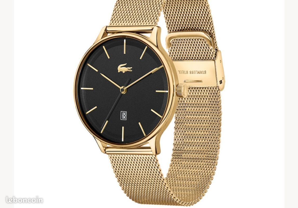 Montre LACOSTE Homme Bracelet Acier Or Jaune neuve Montres Bijoux