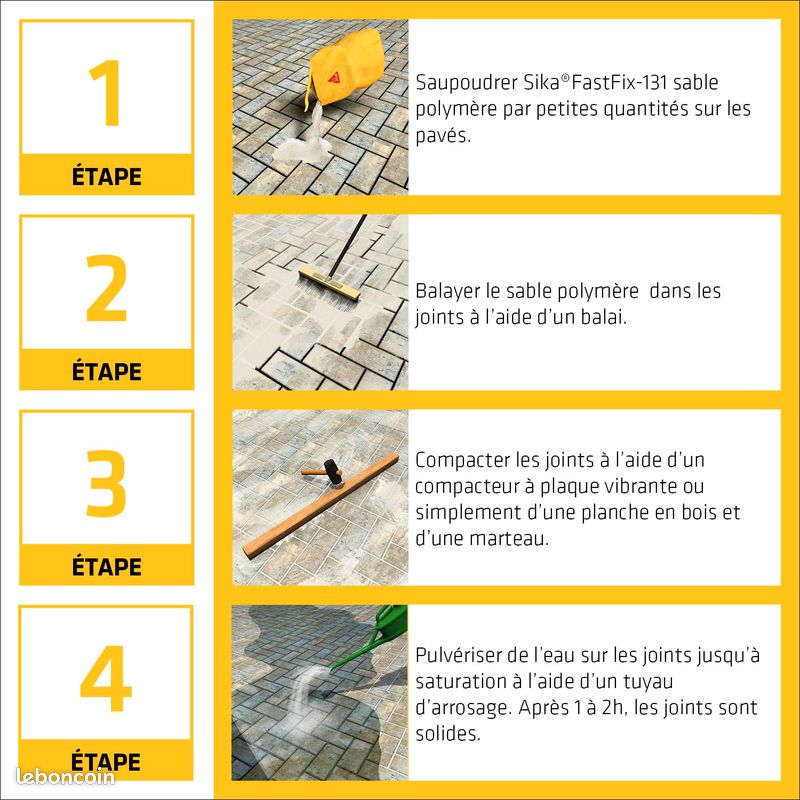 SIKA - Sable polymère pour remplissage des joints de pavé et dalles - Sika FastFix 131 Ton sable - Tous types de pavés - Application facile - Ne tâche pas et ne décolore pas les pavés - 20kg (image 7)