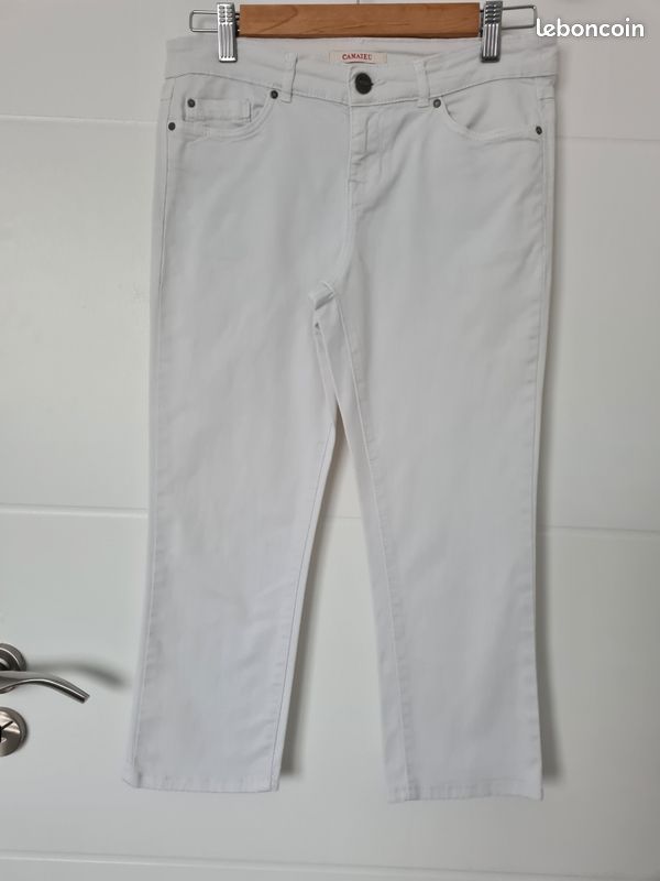 Pantacourt femme blanc été Vêtements