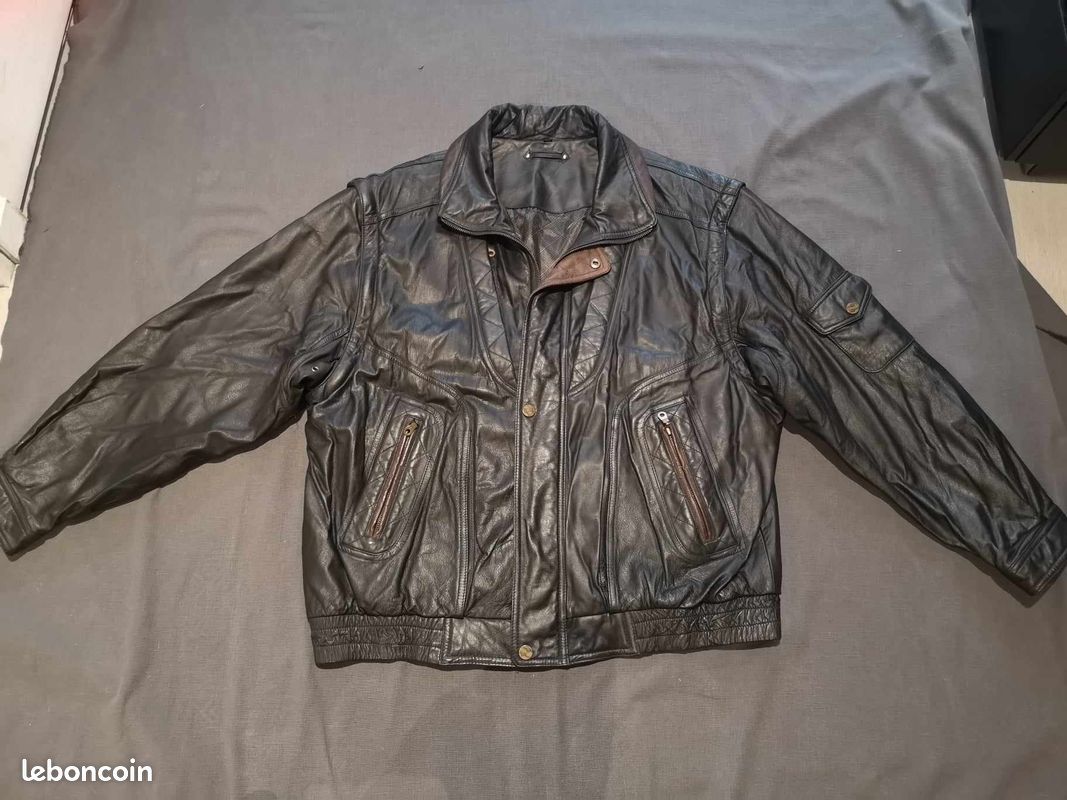 Blouson Moto En Cuir Effet Vieilli RA.RE - Marque Italienne - Taille L - Neuf Sans Étiquettes