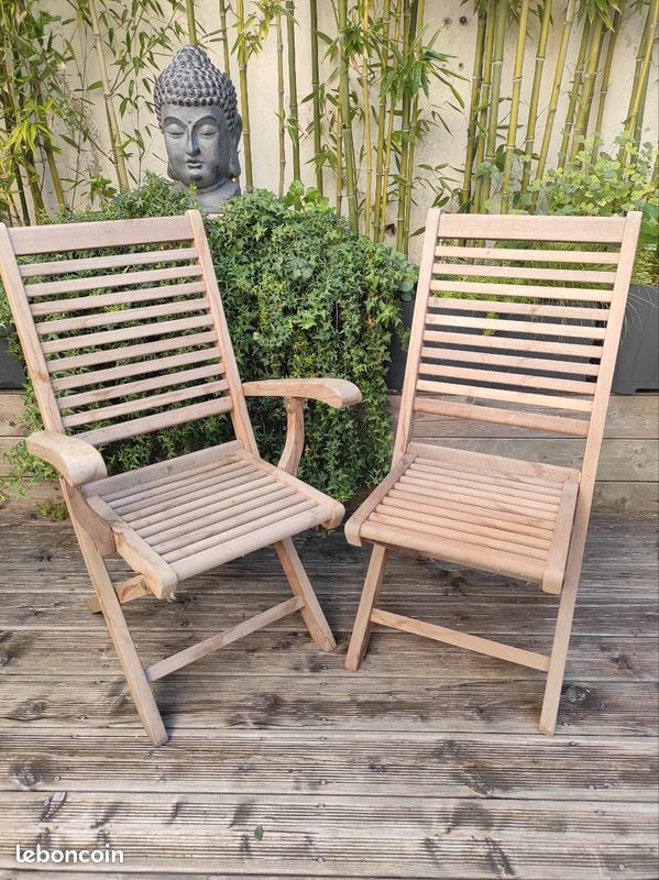 Chaises et fauteuils en teck massif (image 1)