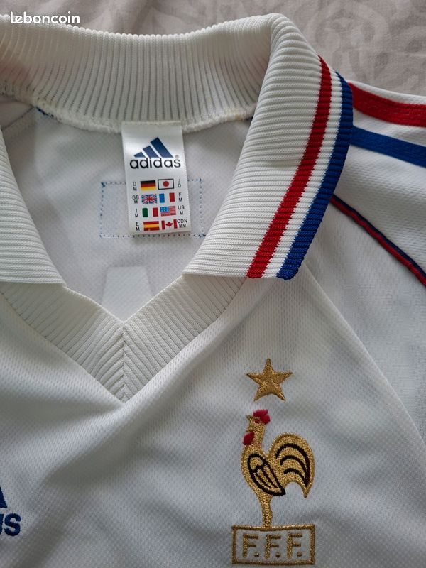 Maillot foot vintage Adidas équipe de France extérieur coupe du monde 98 floqué Zidane taille M (image 11)