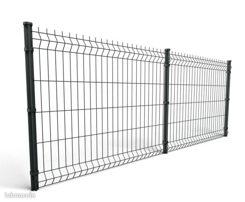 2 panneaux rigides + 3 poteaux – Neufs – Gris anthracite (image 1)