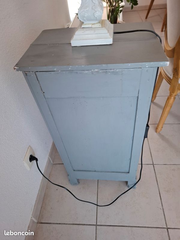 Table de nuit chêne gris anthracite avec sa lampe (image 3)