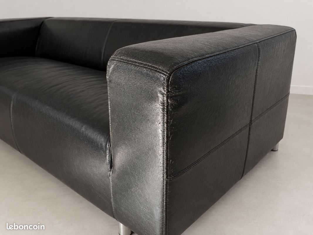 Lot de 2 canapés 2 places cuir noir 180 cm (image 3)