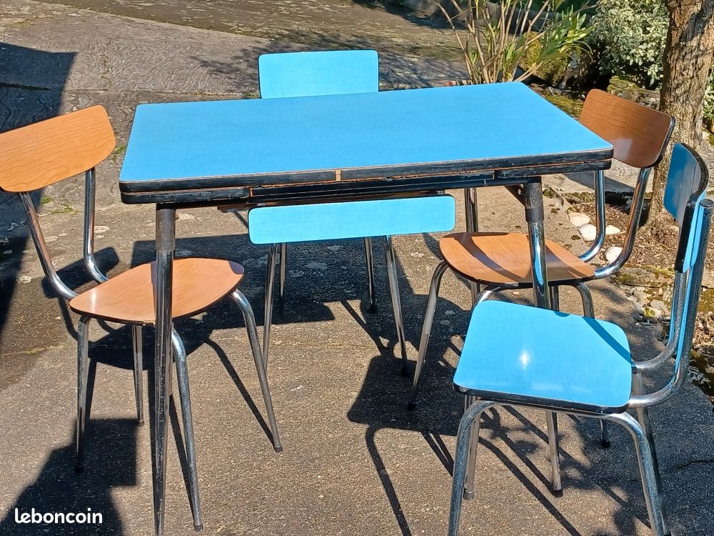 Table de salle à manger d'occasion Formica Bleu - - page 3