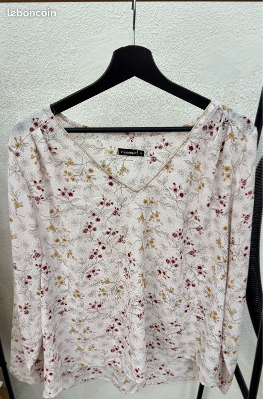 Blouse légère blanche avec des motifs fleuris In Extenso - Taille 46 (image 1)