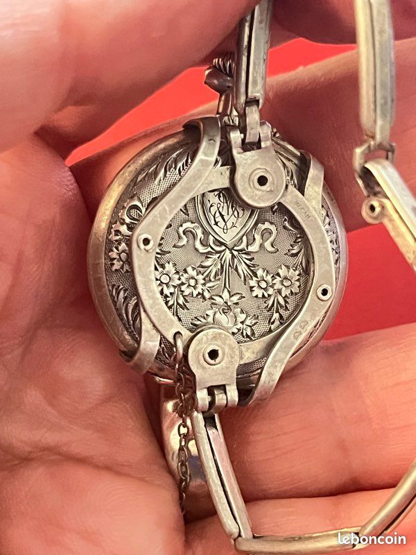 Bracelet Extensible Avec Montre Gousset - Argenté - Occasion Très Bon état - Pour Homme Ou Femme