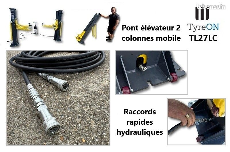 Pont élévateur 2 colonnes mobile, capacité 2700 kg - 220V - Hauteur de levage 140 cm – Facile à (dé)monter (image 7)