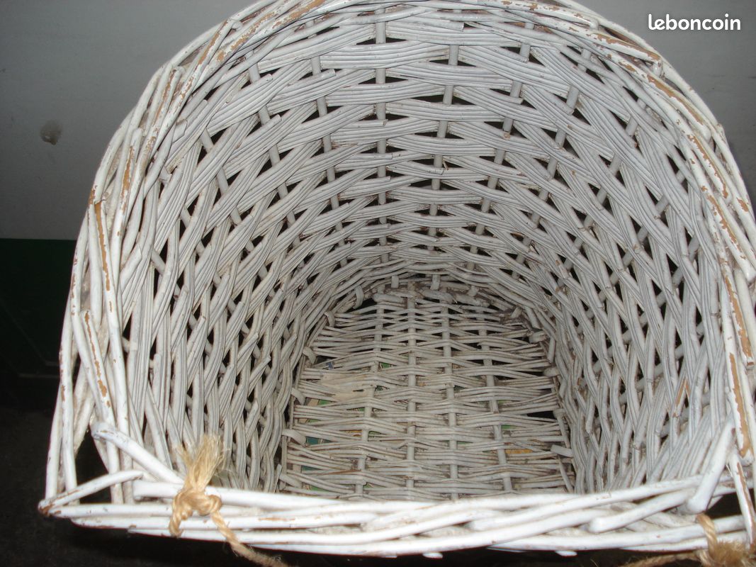 Panier vintage osier blanc (image 3)