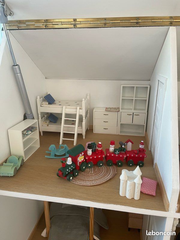 Miniature échelle 1/12 Pour Maison De Poupées - Objet "FIRE" (cheminée/feu) Avec éclairage LED (V12 LIGHT UP) - Bois - Style Moderne - Neuf