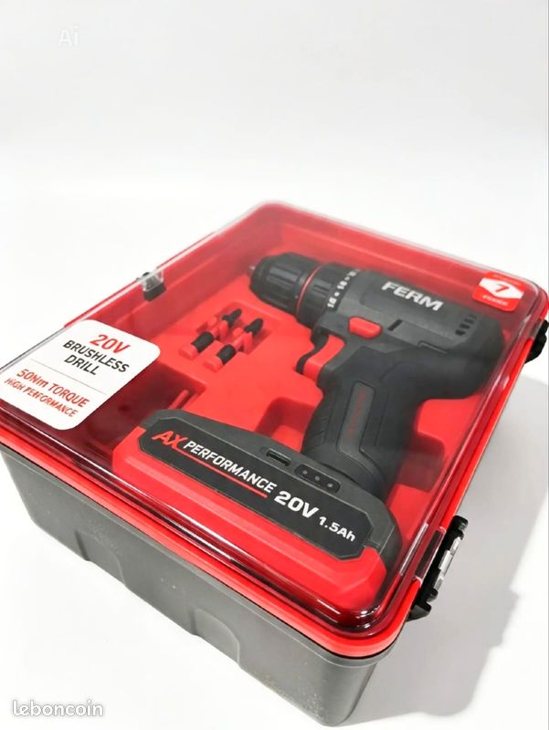 Perceuse Visseuse Sans Fil FERM 20V Brushless - Couple 50Nm 1.5Ah (image 3)