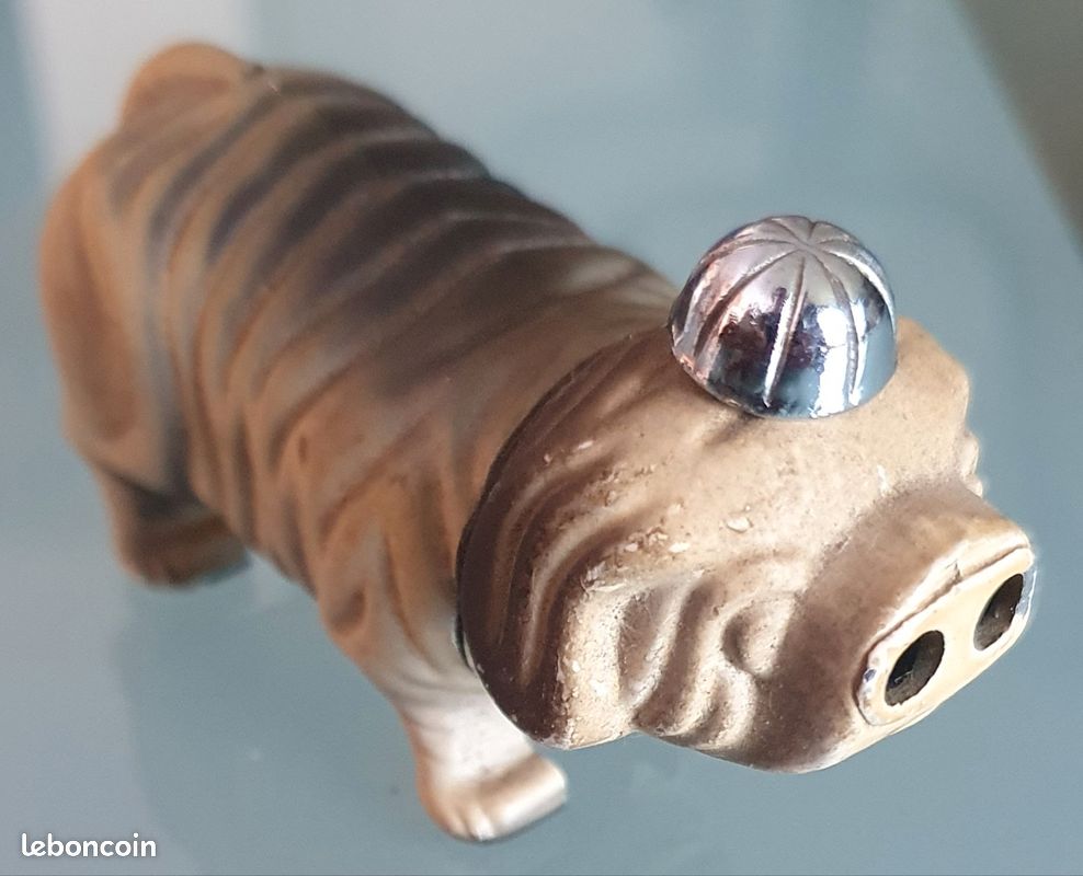 Ancien Briquet de Table à Gaz (Rechargeable) en forme de Chien, 7cm, Vintage (image 1)