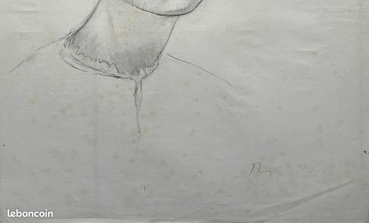 René RICHETIN (1923-2008) Grand dessin Portrait d'une princesse () Signé au crayon (70') COBRA (image 9)