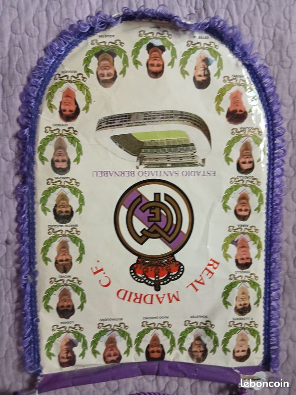 Grand Fanion Vintage Real Madrid - Banderin Football - Collection