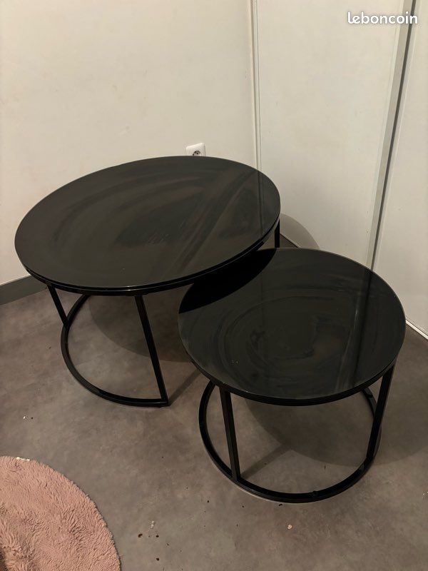 Duo table basse noir ronde (image 1)