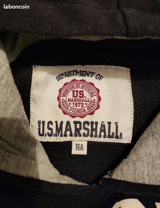 Sweat avec capuche Us Marshall TBE 16 ans (image 3)