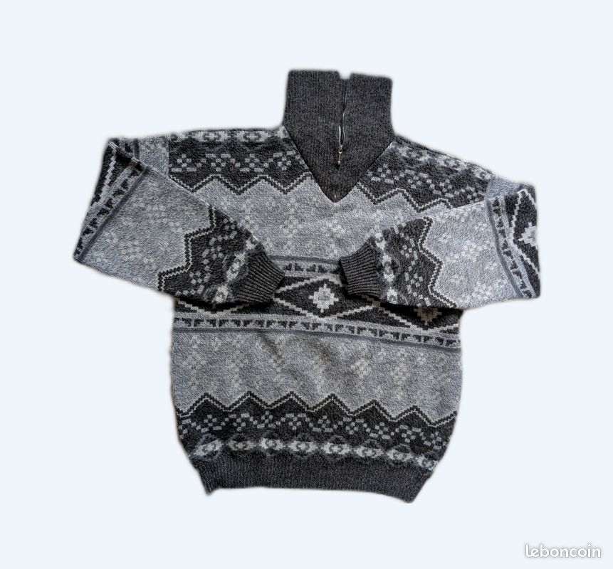 Pull over col zippé homme vintage style taille L (image 1)