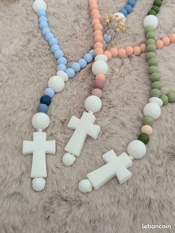 Chapelet Catholique En Silicone Coloré Pour Enfants - 28 Cm, Croix 5.8x3.5 Cm, Cadeau Confirmation Ou Première Communion