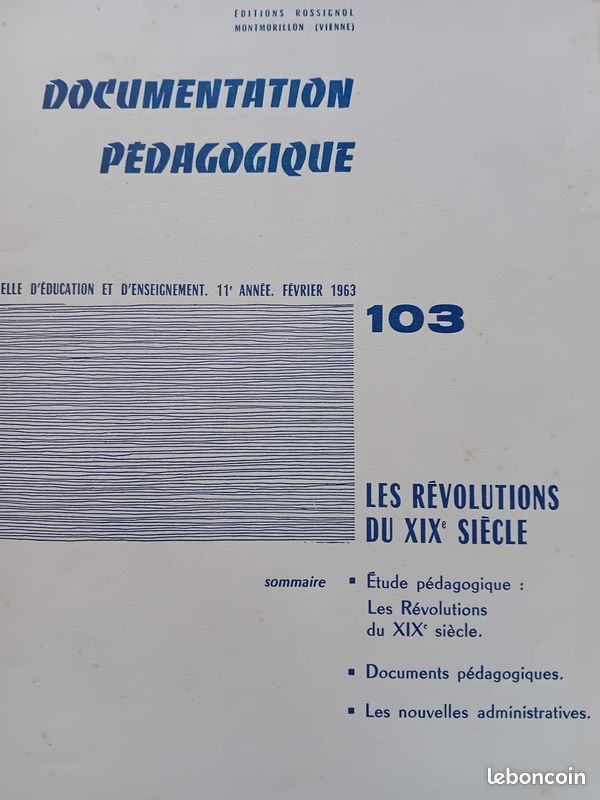 Documentation pédagogique - 1963 - n°103 - Les révolutions du XIXe siècle (image 1)