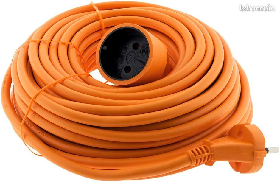 Cable Electrique 20m Prolongateur 16A HO5VV-F 2x 1,5 2P Orange 20m (image 2)