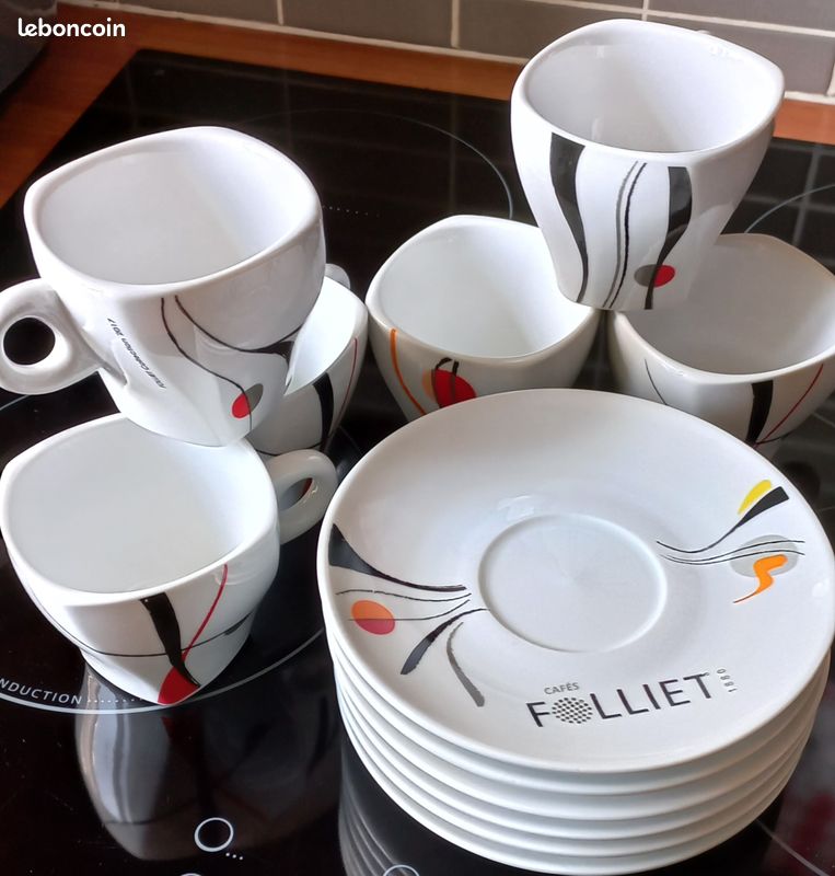 Coffret 6 Tasses Et Sous-tasses Striées Cappuccino Sati Les Cafés Sati