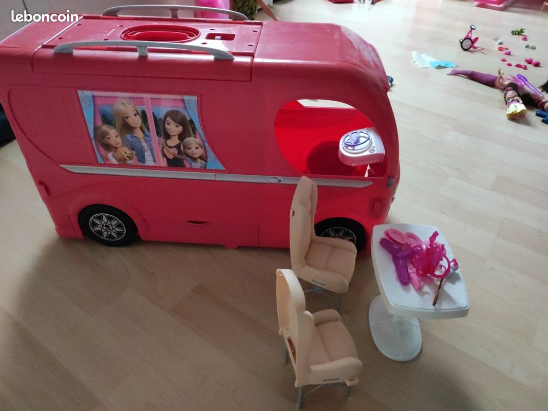 Camping-car Barbie Mattel Vintage Jaune - Années 70 - Incomplet Mais Sympa !