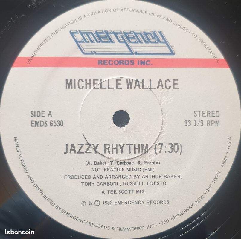 MICHELLE WALLACE - "JAZZY RHYTHM" (12", 1982) - EMERGENCY RECORDS 🇺🇸 Modern Soul Funk Boogie (image 2)