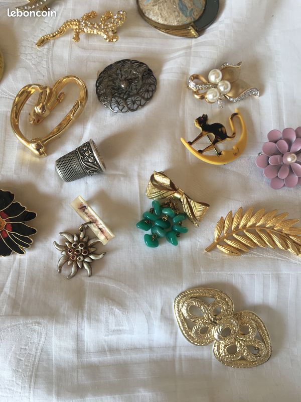 Lot De 4 Belles Broches Anciennes Vintage - Doré - Occasion