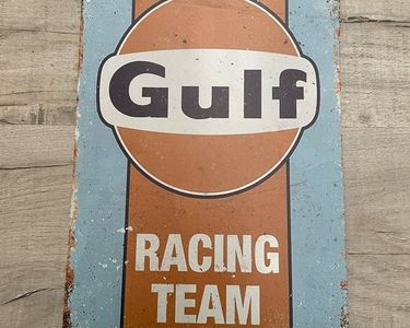 Plaque emaillée gulf gasoline deco garage tole email pompe