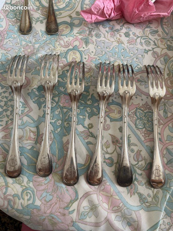 Lot de 6 fourchette à gâteau argent en métaux 16cm Amberes | Maisons du