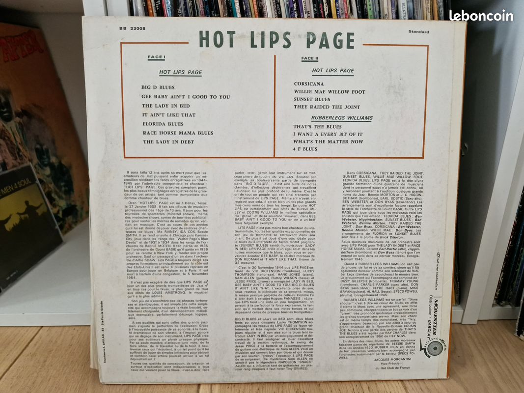 Hot Lips Page - 1944 (VINYLE - ALBUM) Jazz (image 2)