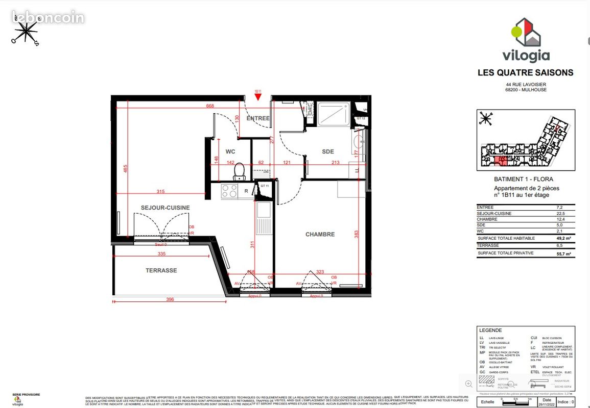 Appartement 2 pièces 51 m² · à Mulhouse · 51 m² · 672 €