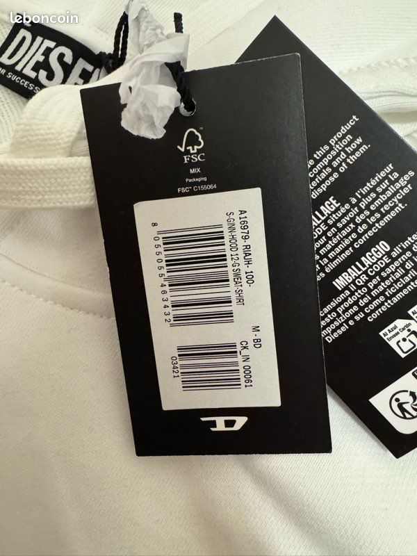 Sweat à Capuche Femme Diesel – 100% Coton Bleu, Taille S, Neuf Avec étiquettes